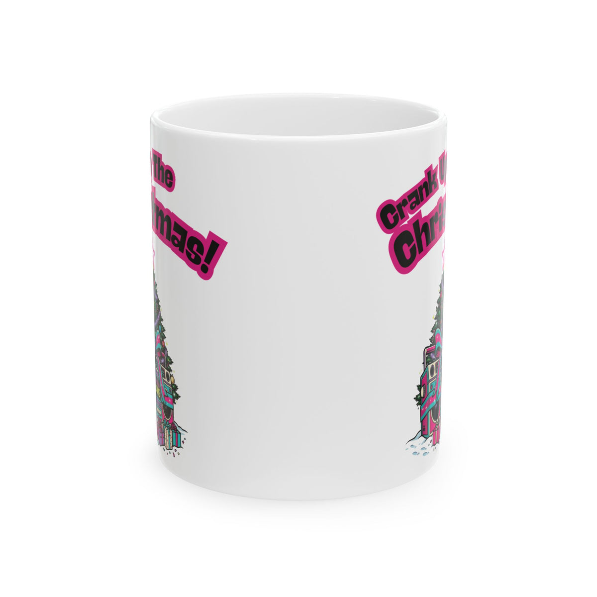 Retro 80s Boombox Christmas Tree Ceramic Mug (11oz, 15oz)