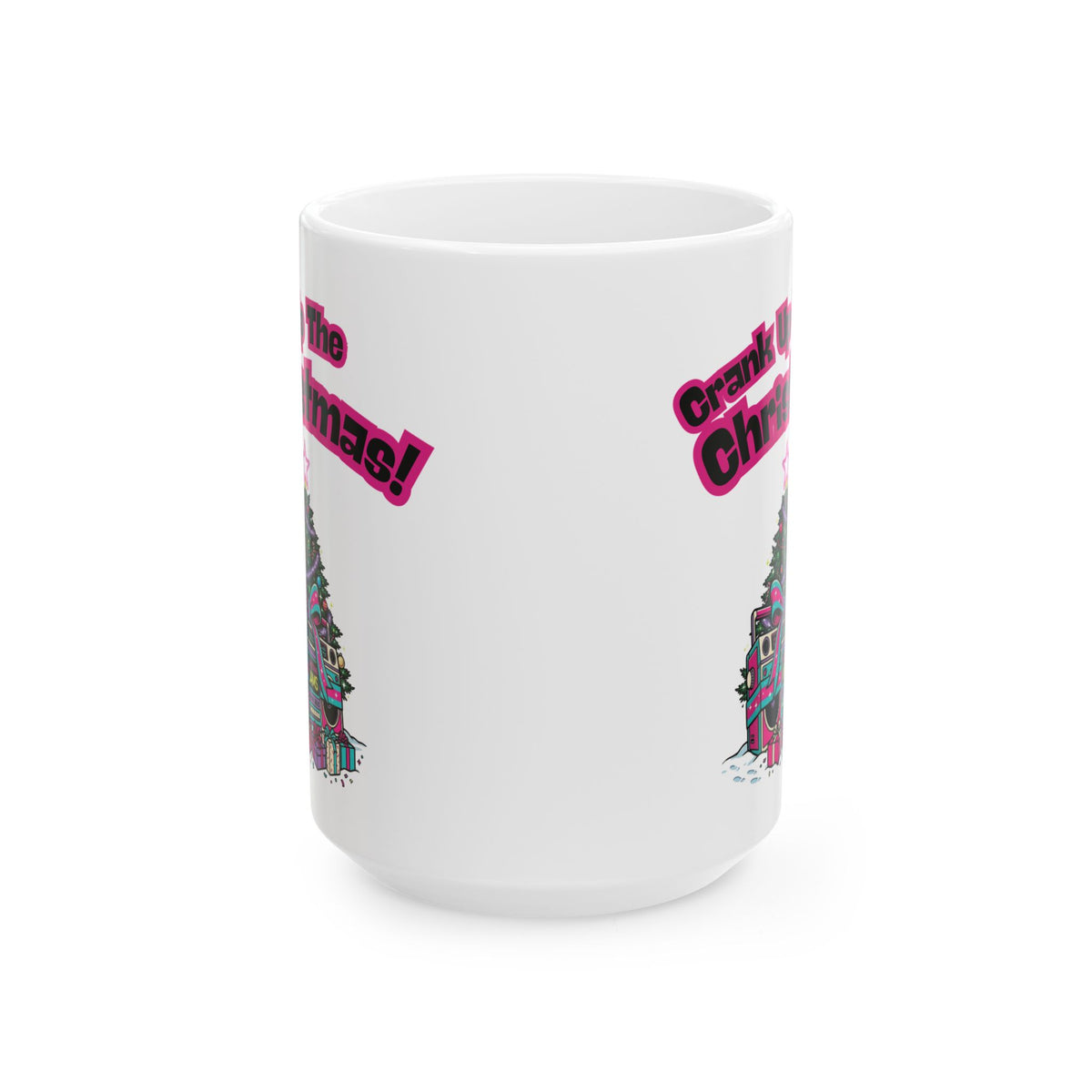 Retro 80s Boombox Christmas Tree Ceramic Mug (11oz, 15oz)